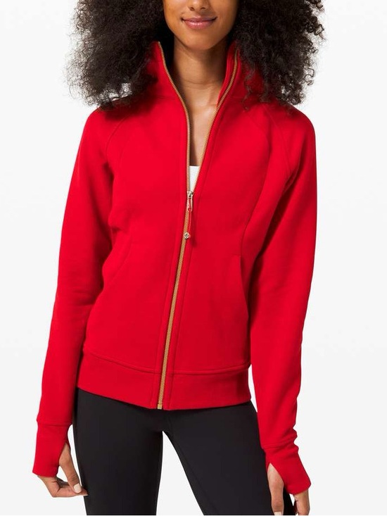 lululemon athletica Tops - Lululemon Scuba Hoodie Full Zip *Light Cotton Fleece - Dark Red/Gold Sz 10